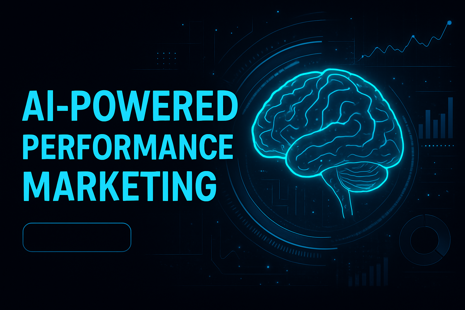AI-powered performance marketing concept with automation, analytics, and campaign visuals