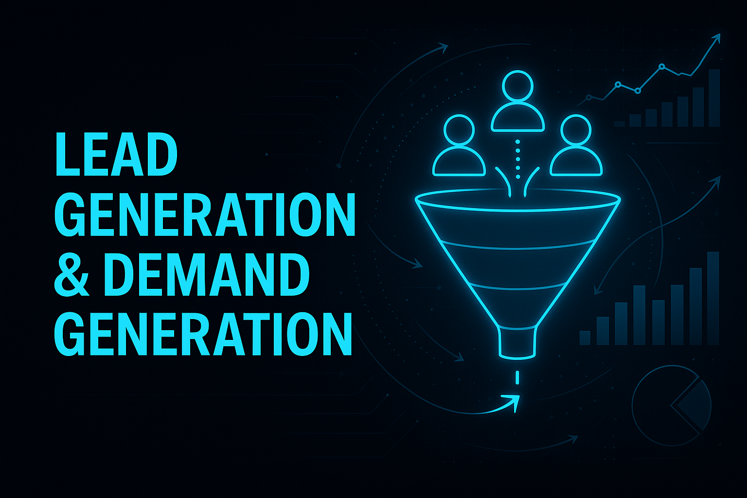 Lead generation and demand generation strategy with funnel, targeting, and automation visuals